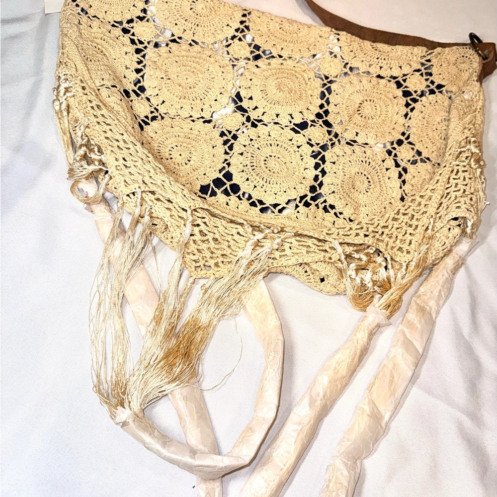 Free People Crochet Fringe Bag in Cream - Picture 4 of 5